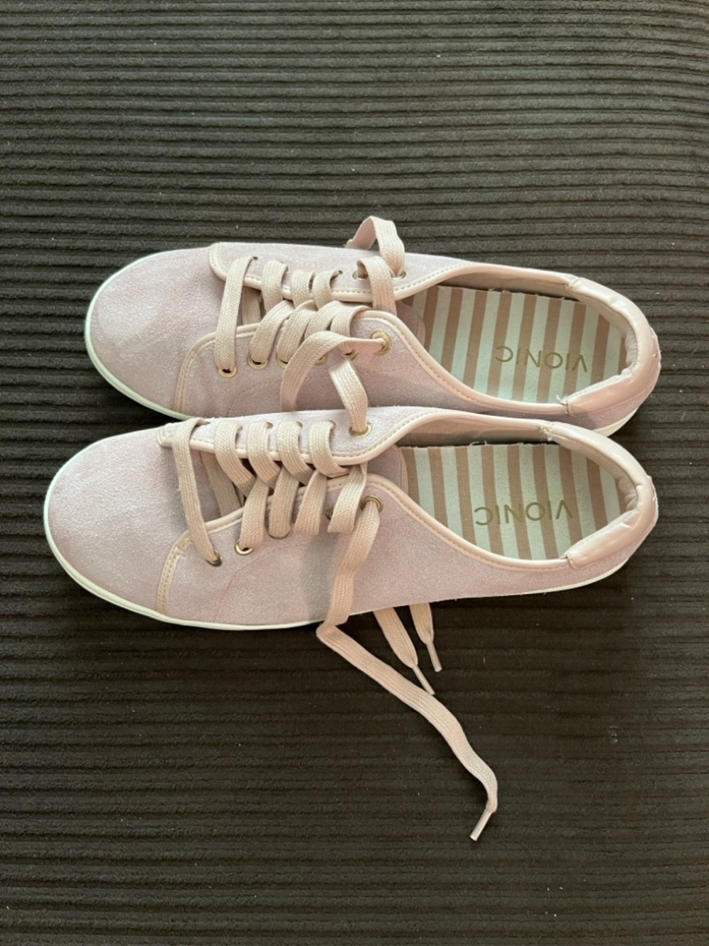 Vionic Women's Brinley Blush Pink Suede Lace-Up Sneakers - Picture 5 of 6